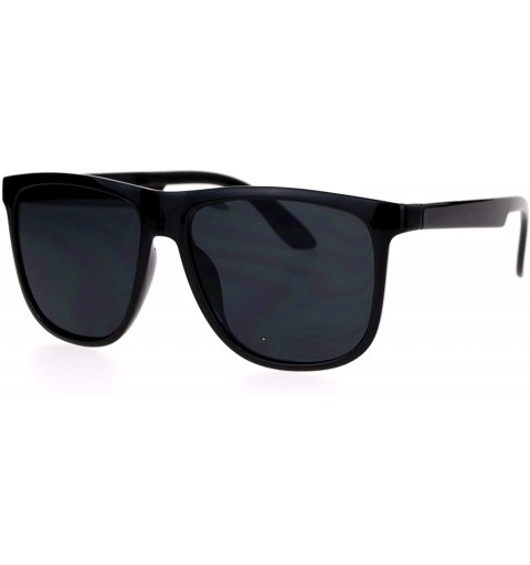 Wayfarer All Black Rubberized Matte Plastic Horn Rim Horned Sunglasses - Shinny Black - CT12DA4KYQ3 $8.63