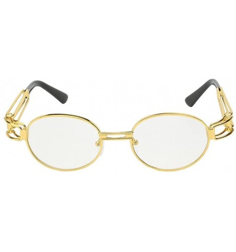 Round Women UV400 Gothic Flat Top Vintage Round Glasses Men Steampunk Sunglass Eeywear - Clear - CY18C6Z8OD7 $10.60
