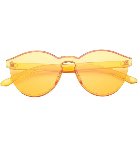 Rimless One Piece Design Rimless Sunglasses Ultra-Bold Colorful Mono Block - Yellow - CB18DRL46D0 $11.89