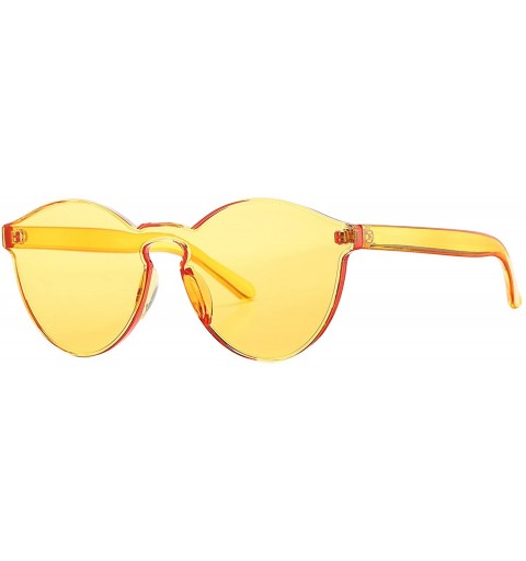 Rimless One Piece Design Rimless Sunglasses Ultra-Bold Colorful Mono Block - Yellow - CB18DRL46D0 $11.89