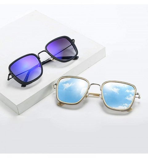 Square Luxury Brand Vintage Square Sunglasses For Men Kabir Singh Sunglasses Tony Stark Glasses Mirror Shades For Women - C41...