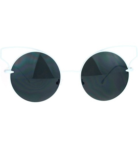 Round High Fashion Sunglasses Womens Wire Metal Round Cateye Shades - White - C1188AM5SA4 $11.88
