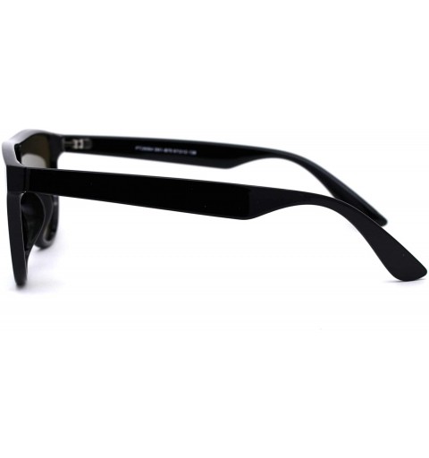 Shield Retro Flat Top Mob Boyfriend Plastic CR39 Polarized Lens Shield Sunglasses - Black Blue Mirror - CN192AN0YWX $10.83