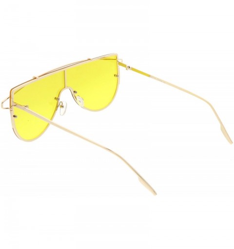 Shield Futuristic Rimless Metal Crossbar Colored Mono lens Shield Sunglasses 64mm - Gold / Yellow - CR186TO4WQC $12.45
