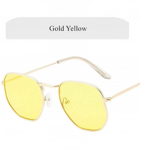 Goggle Polygon Sunglasses Women Vintage Small Frame Metal Sun Glasses Shades Men UV400 Clear Lens Sunglass Goggles - C7197A23...