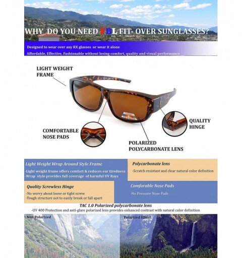Rectangular Unisex Large Polarized Fit Over Glasses Rectangular Sunglasses P017 - Glossy Black - C418EXS0KSU $12.49