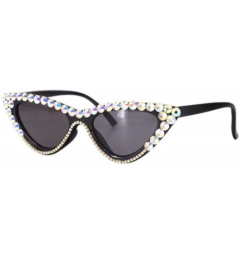Round Sparkling Crystal Cat Eye Sunglasses UV Protection Rhinestone Sunglasses - Colorful Rhinestone - CX19D3DSXE6 $20.31
