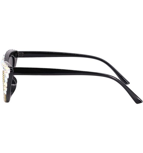 Round Sparkling Crystal Cat Eye Sunglasses UV Protection Rhinestone Sunglasses - Colorful Rhinestone - CX19D3DSXE6 $20.31