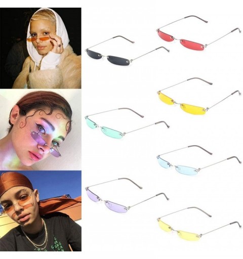 Rimless 2019 Chic Sunglasses Vintage Fashion Small Lens Women Men UV400 Brand Designer - 3 - CA18X2IWW8A $8.19
