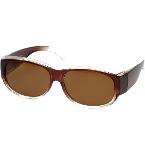Oval Fitover Sunglasses Wear-Over your Readers Perfect for Driving (7667) with Case - Brown Fade - CO12ODJYTUM $31.80