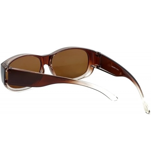 Oval Fitover Sunglasses Wear-Over your Readers Perfect for Driving (7667) with Case - Brown Fade - CO12ODJYTUM $16.99