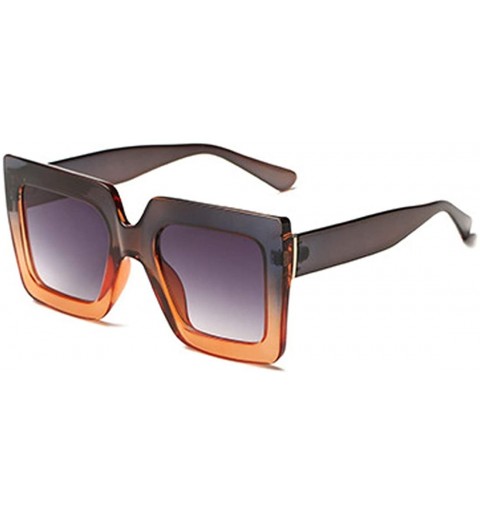 Square Men and women Sunglasses Two-tone Big box sunglasses Retro glasses - Blue Purple - CX18LL9HM3I $20.97