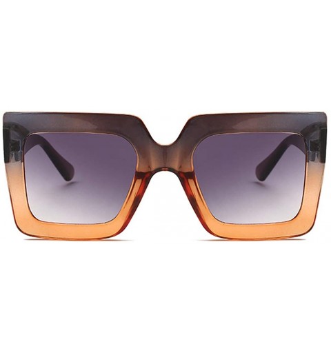 Square Men and women Sunglasses Two-tone Big box sunglasses Retro glasses - Blue Purple - CX18LL9HM3I $7.23
