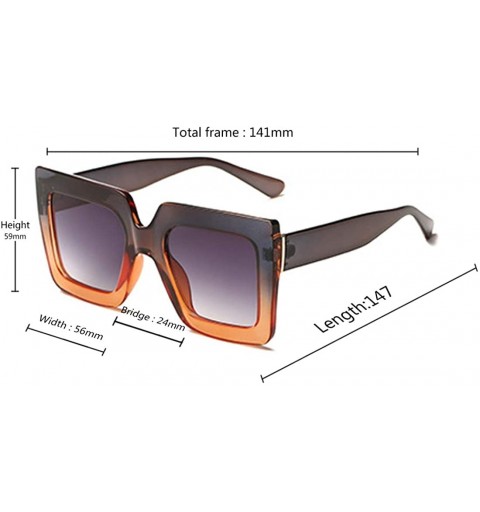 Square Men and women Sunglasses Two-tone Big box sunglasses Retro glasses - Blue Purple - CX18LL9HM3I $7.23