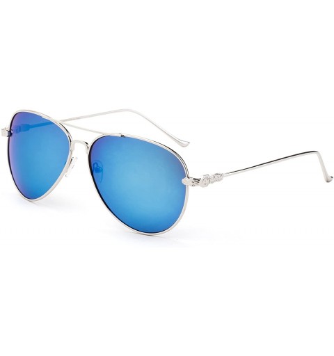 Aviator Aston" - Modern Celebrity Design Fashion Sunglasses Aviator Style for Men and Women - Silver/Blue - C017YDXCU33 $11.17