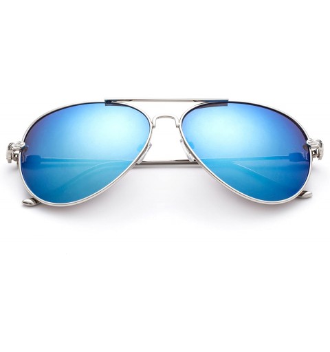 Aviator Aston" - Modern Celebrity Design Fashion Sunglasses Aviator Style for Men and Women - Silver/Blue - C017YDXCU33 $11.17