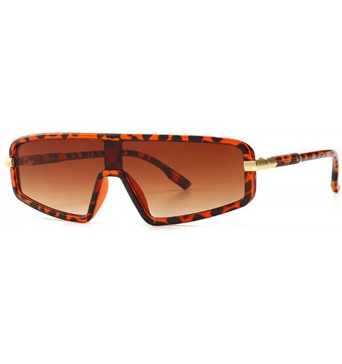 Rectangular Fashion Lady Brand Designer Flat top sunglasses Vintage men One-piece glasses UV400 - Leopard - CE18S757QIH $12.02