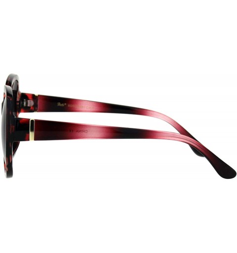 Oversized Womens Vintage Fashion Sunglasses Square Frame Stripe Design UV 400 - Red Tortoise (Smoke) - CP18RCN25KW $11.25