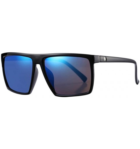 Sport Square Sunglasses for Men Women 100% UV Protection Designer Sun Glasses - A3 Black Frame/Blue Mirror Lens - CY18HDH720R...