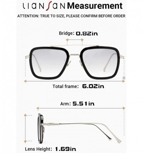 Square Retro Square Hero Sunglasses Aviator Metal Frame Flat Lens for Men Women Goggle - Grey(same Color) - CT18UZ95IUG $7.73