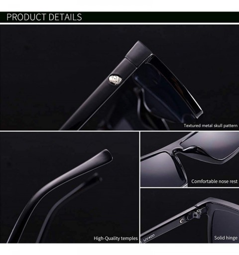 Sport Square Sunglasses for Men Women 100% UV Protection Designer Sun Glasses - A3 Black Frame/Blue Mirror Lens - CY18HDH720R...