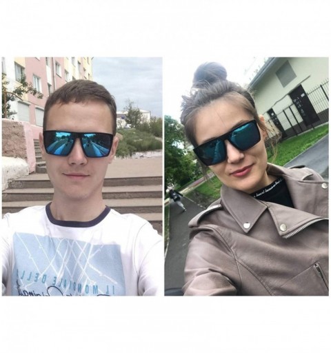 Sport Square Sunglasses for Men Women 100% UV Protection Designer Sun Glasses - A3 Black Frame/Blue Mirror Lens - CY18HDH720R...