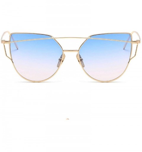 Oversized Sunglasses Women Luxury Cat Eye Design Mirror Flat Rose Gold Vintage Cateye Fashion Sun Glasses Eyewear - A1 - C519...