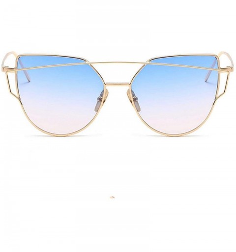 Oversized Sunglasses Women Luxury Cat Eye Design Mirror Flat Rose Gold Vintage Cateye Fashion Sun Glasses Eyewear - A1 - C519...