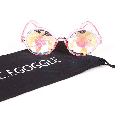 Square Kaleidoscope Glasses Festival Cosplay Rainbow Prism Sunglasses Goggles - Pink(round) - C9182EOX4A0 $8.81