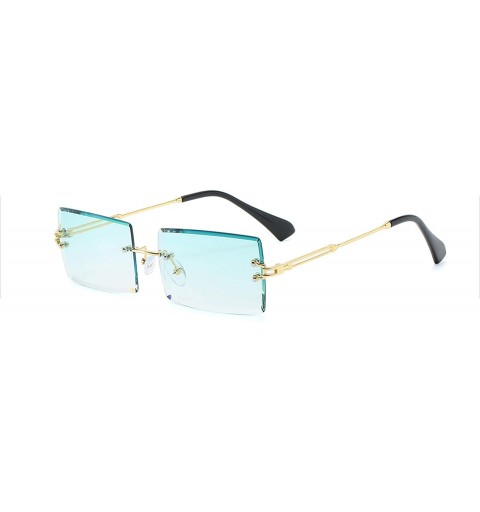 Rectangular Square RimlSunglasses Women Rectangular Blue Green Colored Sun Glasses Men 2020 Metal New Year Gift Items - CD197...