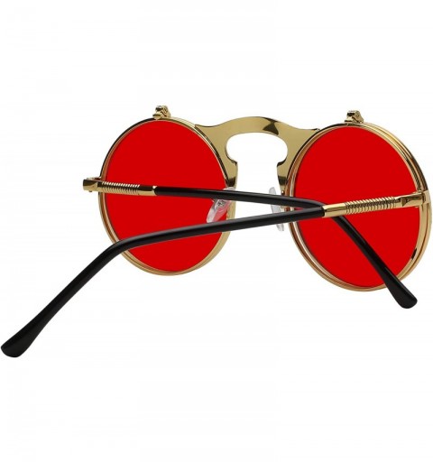 Round Circle Flip Up Sunglasses Gothic Round Retro John Lennon Style Sun Glasses Steampunk Sunglasses - CD18SWKONR6 $12.99