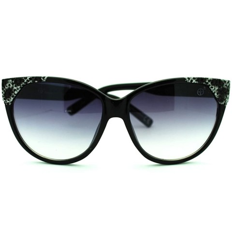 Butterfly High Fashion Sunglasses Womens Round Butterfly Frame Designer Quality - Black Silver - CV11E9RWOOH $13.14