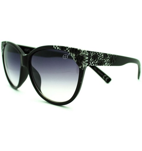 Butterfly High Fashion Sunglasses Womens Round Butterfly Frame Designer Quality - Black Silver - CV11E9RWOOH $13.14