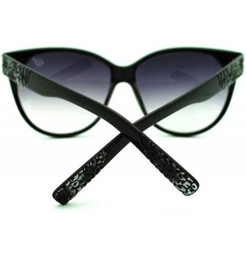 Butterfly High Fashion Sunglasses Womens Round Butterfly Frame Designer Quality - Black Silver - CV11E9RWOOH $13.14