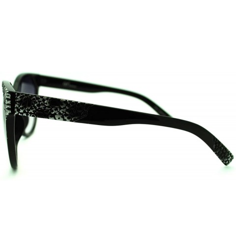 Butterfly High Fashion Sunglasses Womens Round Butterfly Frame Designer Quality - Black Silver - CV11E9RWOOH $13.14
