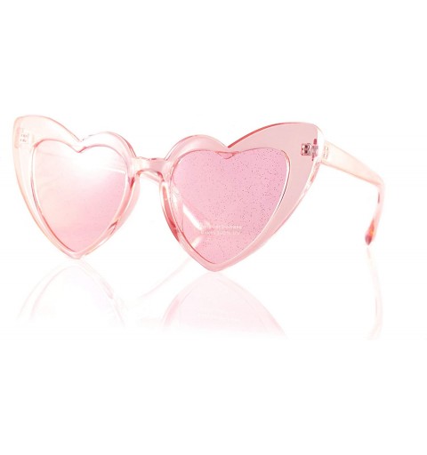 Cat Eye Party Glitter Pop-Color Tinted Lens Heart Cat-Eye Sunglasses A249 - Pink - CQ18M5H85US $10.68