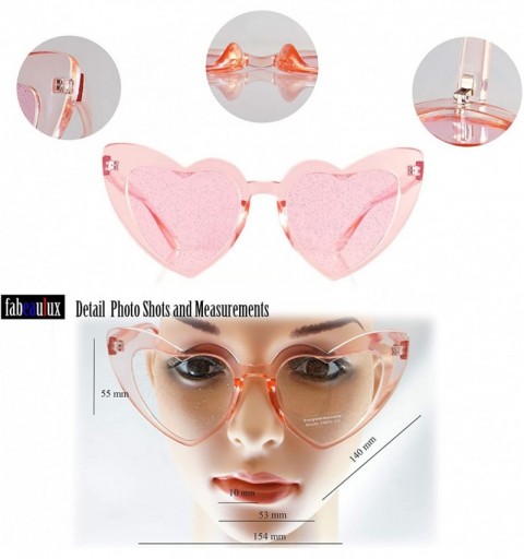 Cat Eye Party Glitter Pop-Color Tinted Lens Heart Cat-Eye Sunglasses A249 - Pink - CQ18M5H85US $10.68