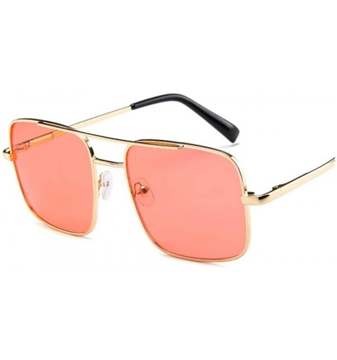 Oversized Rectangle Metal Sunglasses for Women Men Nonpolarized UV Protection MLSGD005 - Red - C518WGY20MW $21.84
