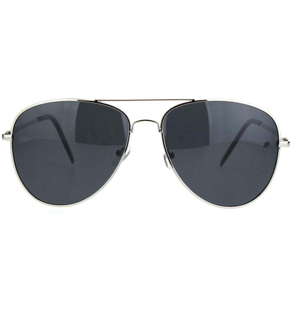 Aviator Polarized Lens Mens Classic Pilots Metal Rim Officer Style Sunglasses - Silver Black - CU18L93DH0A $15.39