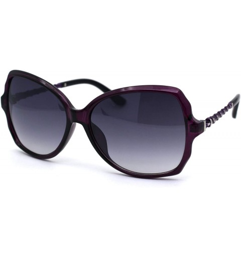 Butterfly Womens Marble Tortoise Designer Fashion Butterfly Sunglasses - Purple Smoke - CX194KTC7AD $14.39
