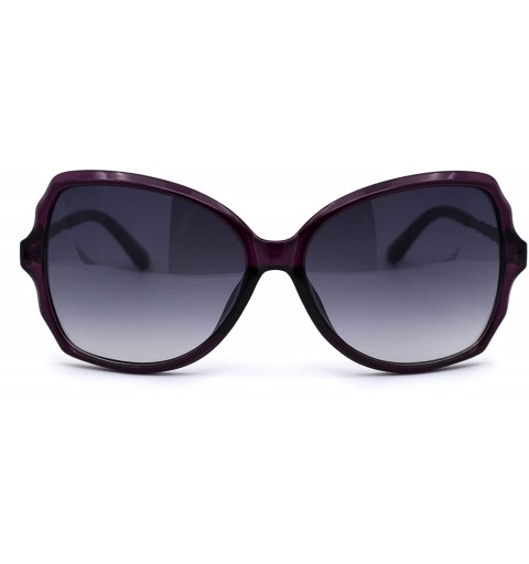 Butterfly Womens Marble Tortoise Designer Fashion Butterfly Sunglasses - Purple Smoke - CX194KTC7AD $14.39