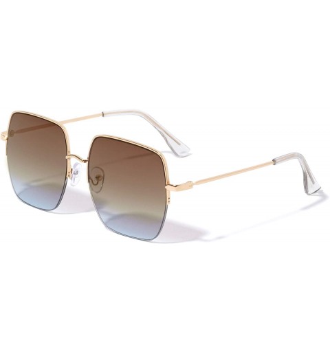 Rimless Atlanta Square Semi Rimless Fashion Sunglasses - Brown Clear - C0196ZGTIN3 $16.83