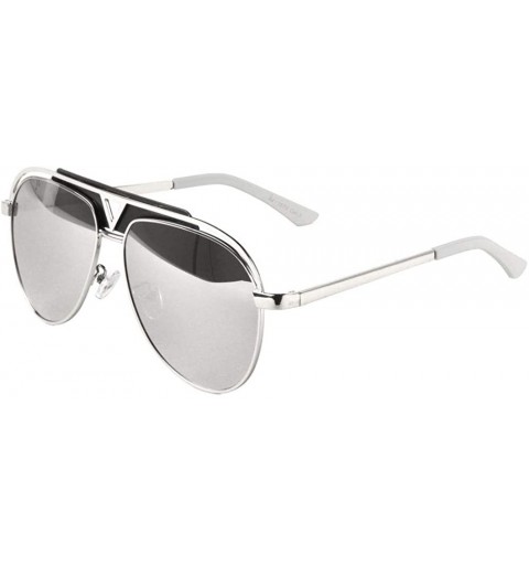 Round Round Lens Tall Top Bar V Cut Aviator Sunglasses - Grey - C9197S7MZD0 $17.38