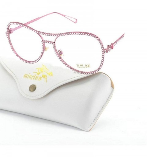 Round Fashion Rhinestone Eyewear Blingbling Eyeglasses - Pink - CA18ALGUHCA $12.80