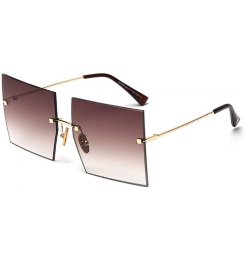 Rimless 2019 New Fashion Rimless oversized Square Sunglasses Women Sunshade glasses UV protection - Gradient Brown C101 - CQ1...