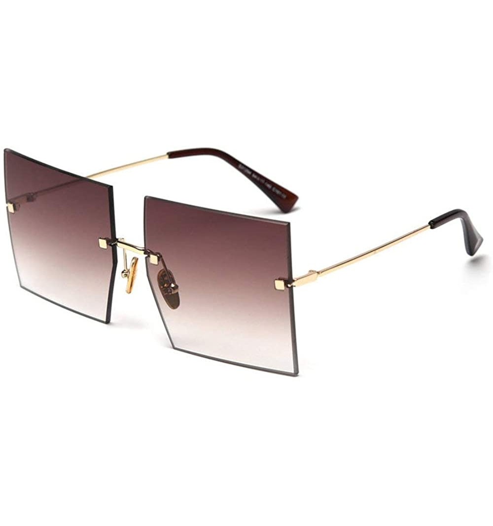 Rimless 2019 New Fashion Rimless oversized Square Sunglasses Women Sunshade glasses UV protection - Gradient Brown C101 - CQ1...