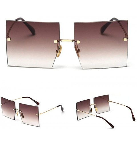 Rimless 2019 New Fashion Rimless oversized Square Sunglasses Women Sunshade glasses UV protection - Gradient Brown C101 - CQ1...