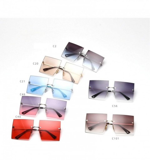 Rimless 2019 New Fashion Rimless oversized Square Sunglasses Women Sunshade glasses UV protection - Gradient Brown C101 - CQ1...