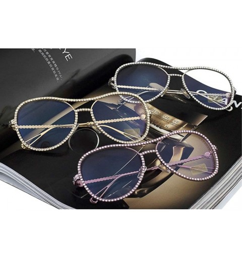 Round Fashion Rhinestone Eyewear Blingbling Eyeglasses - Pink - CA18ALGUHCA $12.80