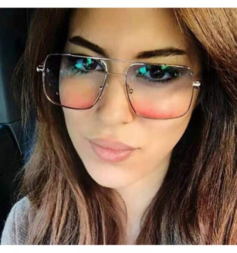 Oversized Rectangle Metal Sunglasses for Women Men Nonpolarized UV Protection MLSGD005 - Red - C518WGY20MW $10.92